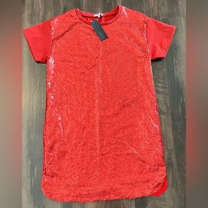 Axis Red Sequined Short Sleeve Dress